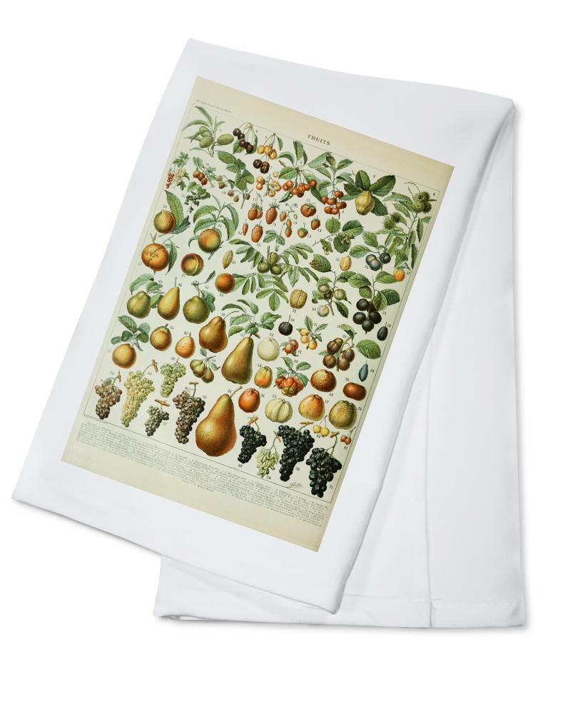 Assorted Fruits, A, Vintage Bookplate, Adolphe Millot Artwork, Towels and Aprons Kitchen Lantern Press Cotton Towel 