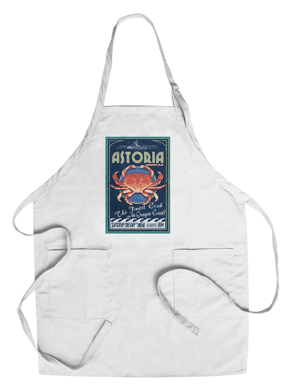 Astoria, Oregon, Dungeness Crab, Vintage Sign, Lantern Press Artwork, Towels and Aprons Kitchen Lantern Press 