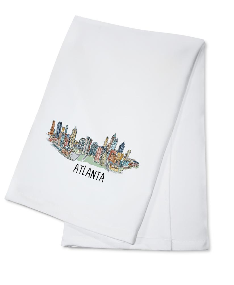 Atlanta, Georgia, Line Drawing, Lantern Press Artwork, Towels and Aprons Kitchen Lantern Press 