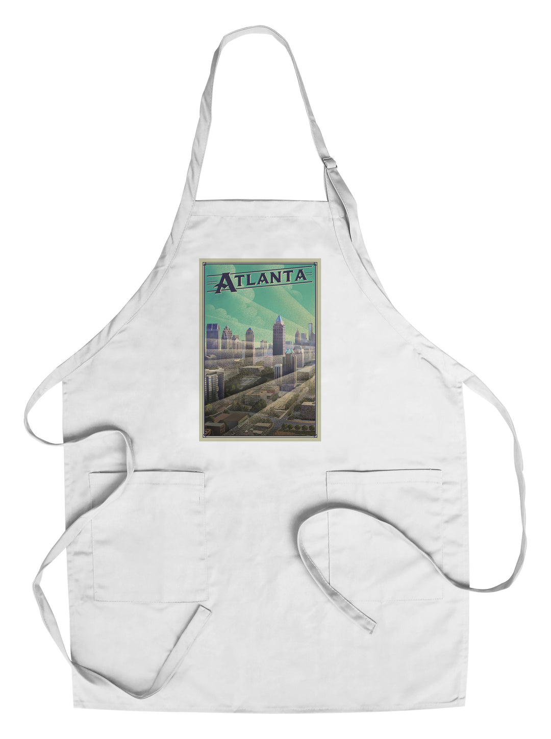 Atlanta, Georgia, Skyline, Litho, Lantern Press Artwork, Towels and Aprons Kitchen Lantern Press Chef's Apron 