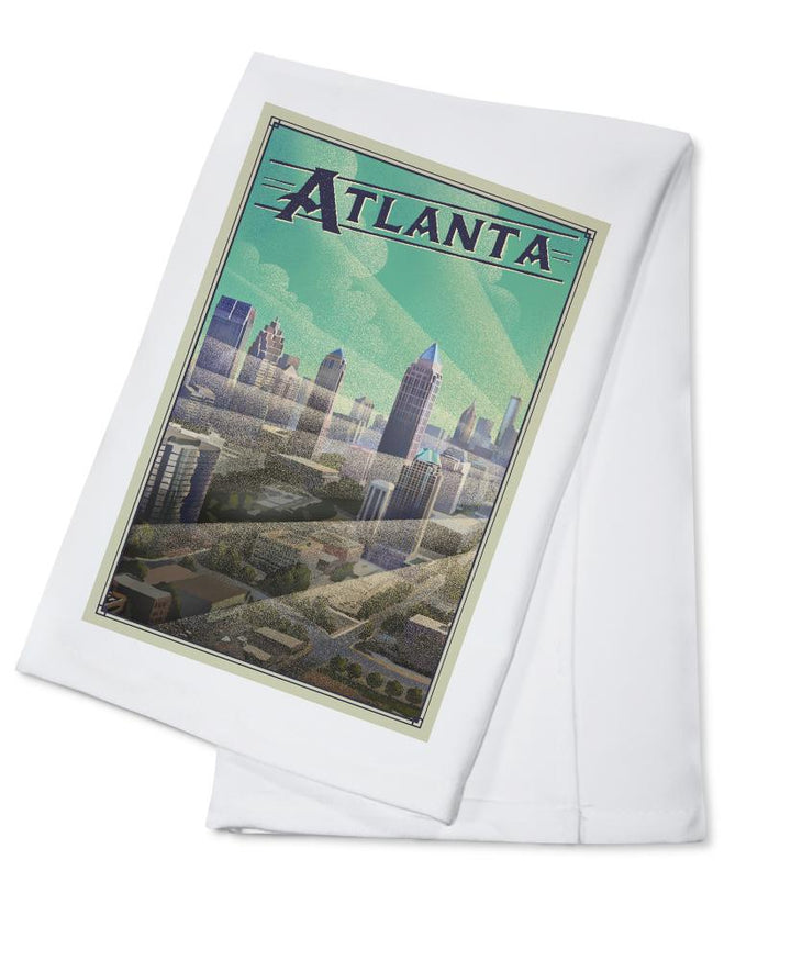 Atlanta, Georgia, Skyline, Litho, Lantern Press Artwork, Towels and Aprons Kitchen Lantern Press Cotton Towel 