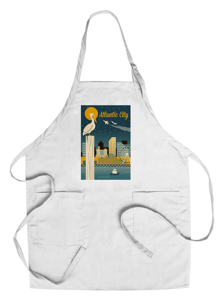 Atlantic City, New Jersey, Retro Skyline Classic Series, Lantern Press Artwork, Towels and Aprons Kitchen Lantern Press Chef's Apron 