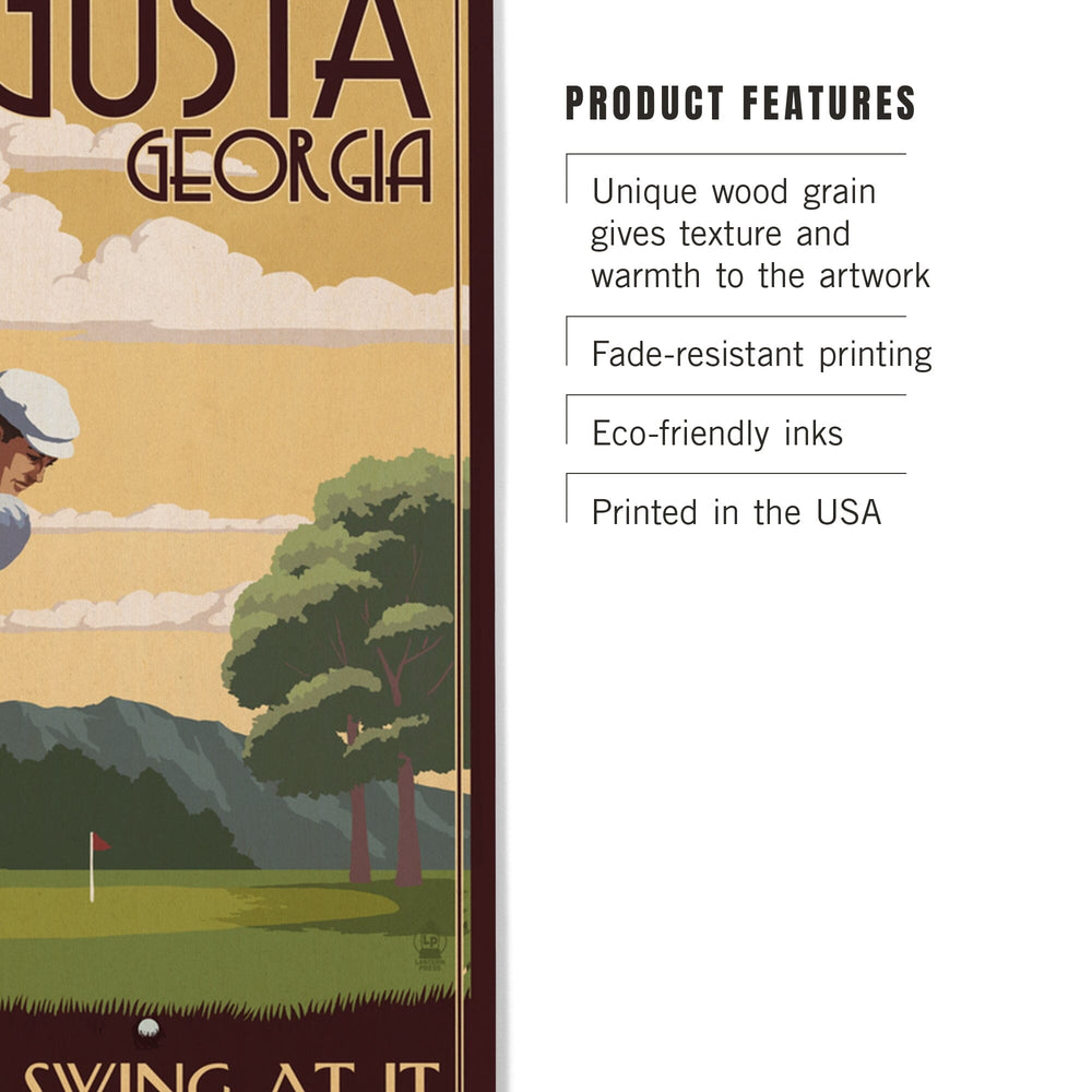 Augusta, Georgia, Take a Swing at It, Lantern Press Artwork, Wood Signs and Postcards Wood Lantern Press 