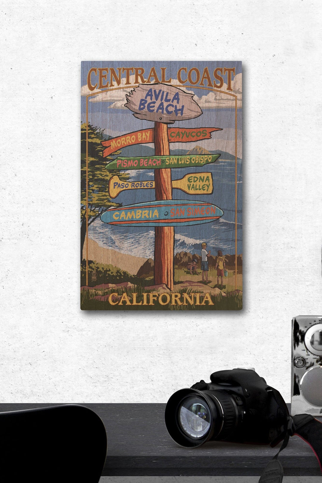 Avila Beach, California, Destination Signpost, Lantern Press Artwork, Wood Signs and Postcards Wood Lantern Press 12 x 18 Wood Gallery Print 