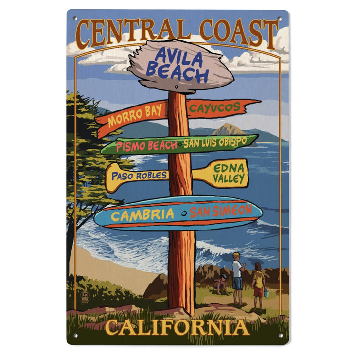 Avila Beach, California, Destination Signpost, Lantern Press Artwork, Wood Signs and Postcards Wood Lantern Press 