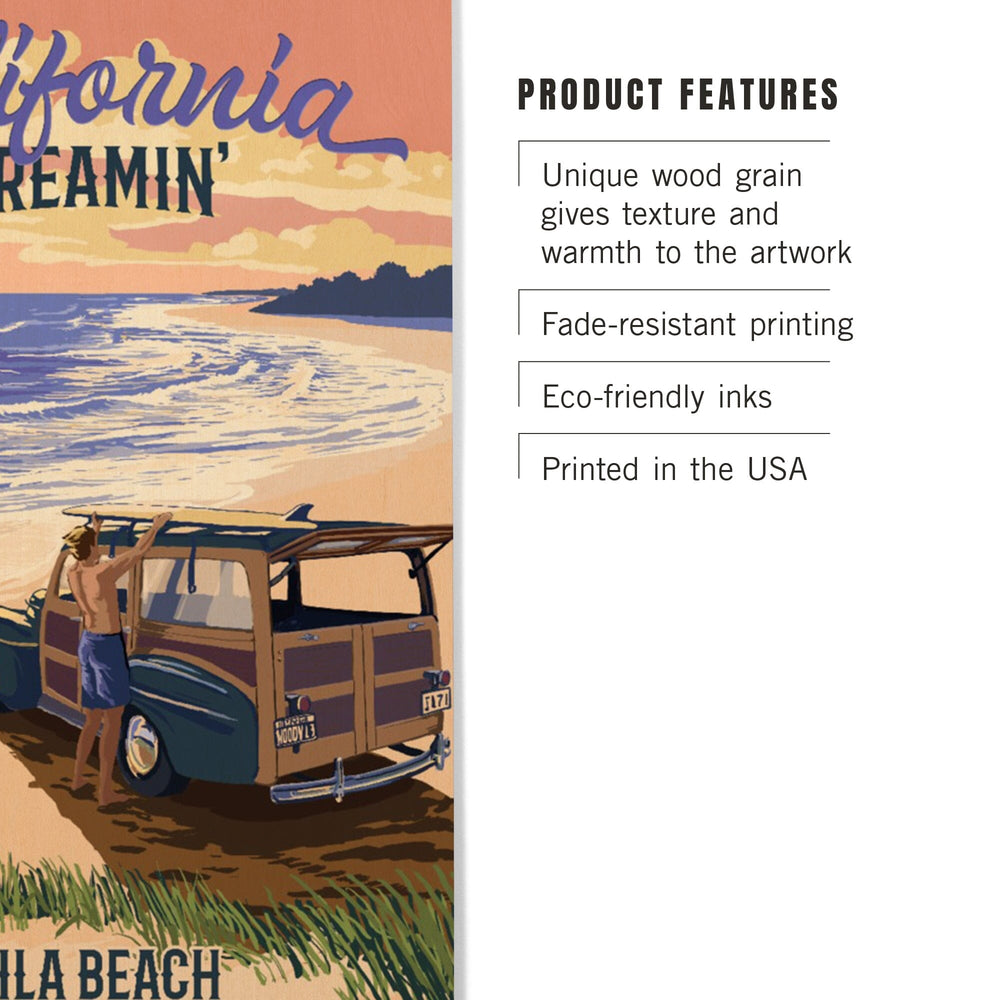 Avila Beach, California, Woody on Beach, California Dreamin, Lantern Press Artwork, Wood Signs and Postcards Wood Lantern Press 