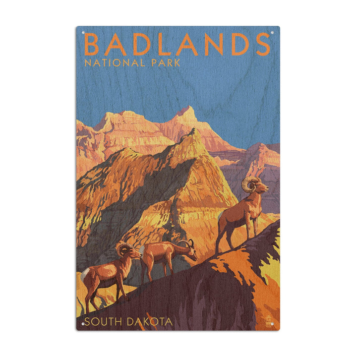 Badlands National Park, South Dakota, Bighorn Sheep, Lantern Press Artwork, Wood Signs and Postcards Wood Lantern Press 10 x 15 Wood Sign 