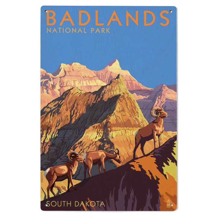 Badlands National Park, South Dakota, Bighorn Sheep, Lantern Press Artwork, Wood Signs and Postcards Wood Lantern Press 