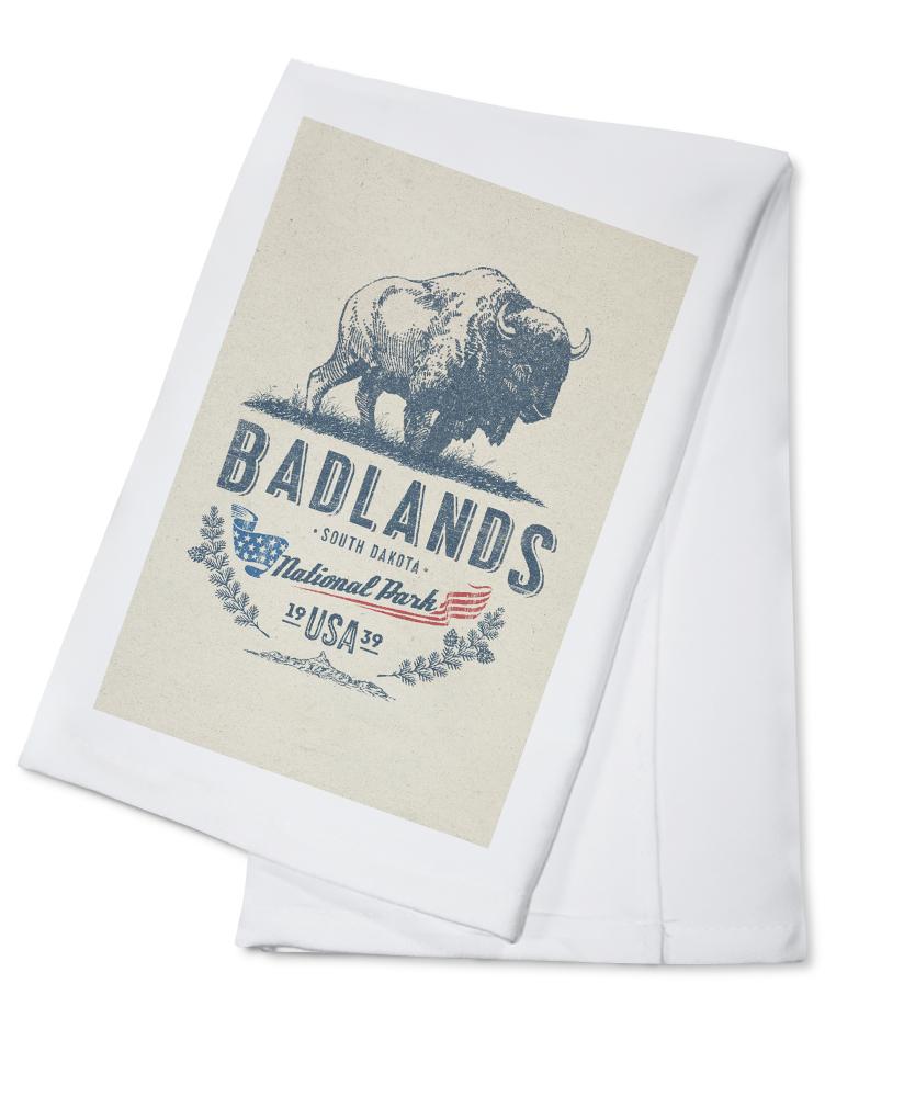 Badlands National Park, South Dakota, Buffalo, Contour, Towels and Aprons Kitchen Lantern Press 