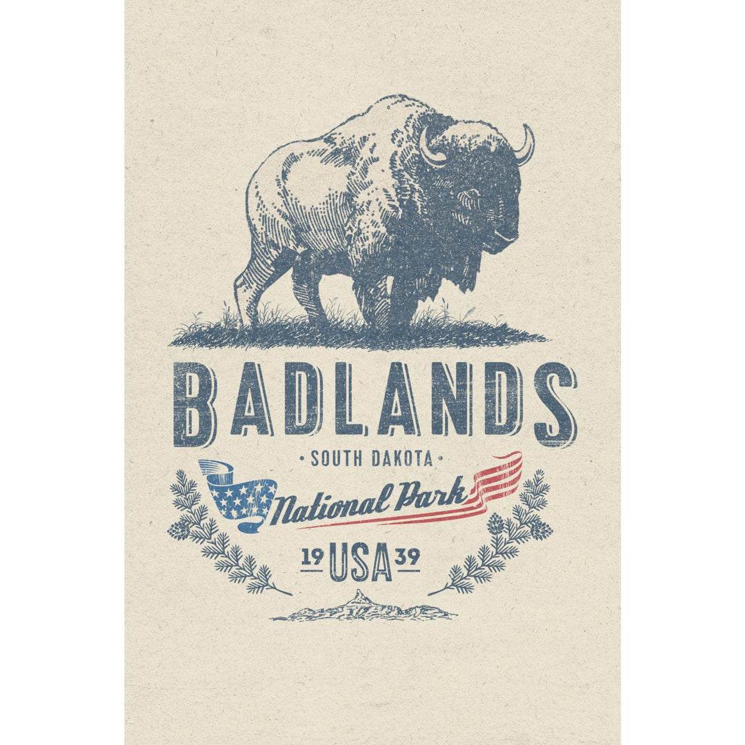 Badlands National Park, South Dakota, Buffalo, Contour, Towels and Aprons Kitchen Lantern Press 