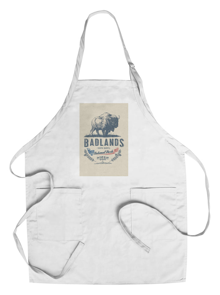 Badlands National Park, South Dakota, Buffalo, Contour, Towels and Aprons Kitchen Lantern Press Chef's Apron 