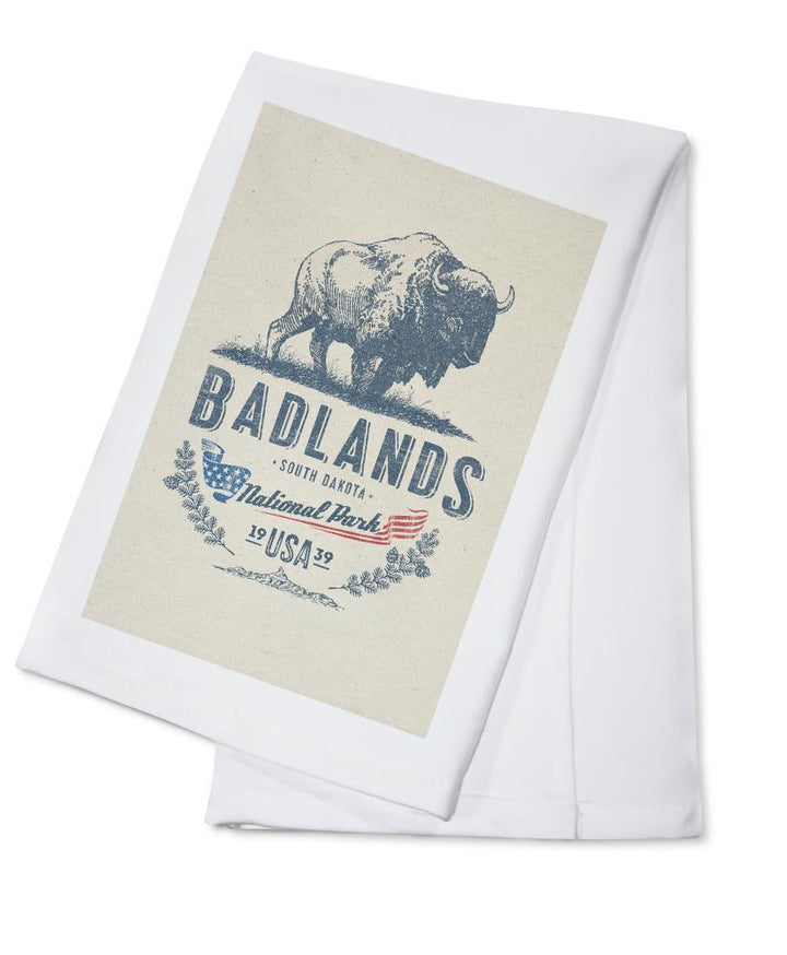 Badlands National Park, South Dakota, Buffalo, Contour, Towels and Aprons Kitchen Lantern Press Cotton Towel 