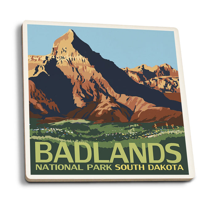Badlands National Park, South Dakota, Lantern Press Artwork, Coaster Set Coasters Lantern Press 