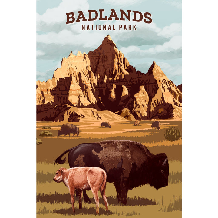 Badlands National Park, South Dakota, Painterly National Park Series, Stretched Canvas Canvas Lantern Press 