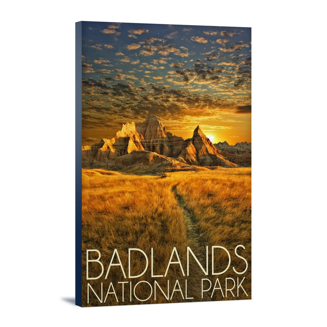 Badlands National Park, South Dakota Sunset, Lantern Press Photography, Stretched Canvas Canvas Lantern Press 