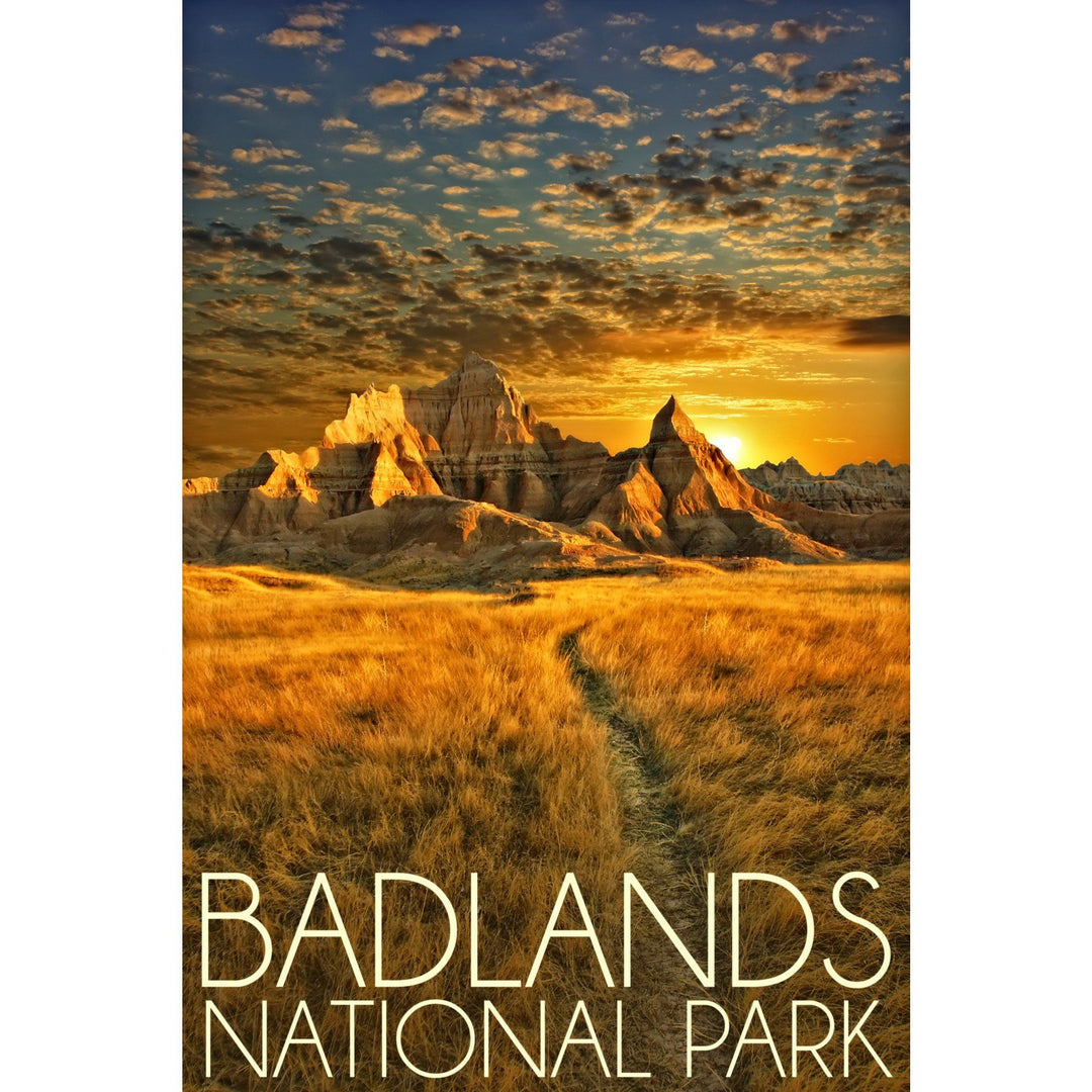 Badlands National Park, South Dakota Sunset, Lantern Press Photography, Stretched Canvas Canvas Lantern Press 