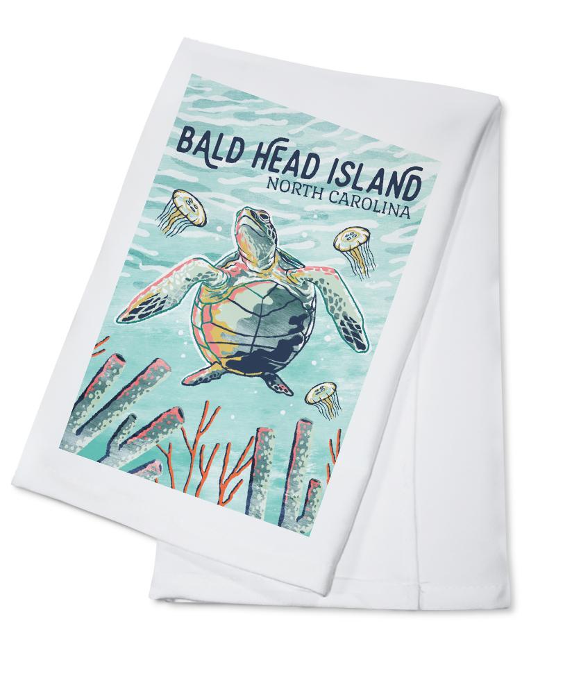 Bald Head Island, North Carolina, Graphic Pastel, Sea Turtle, Lantern Press Artwork, Towels and Aprons Kitchen Lantern Press 