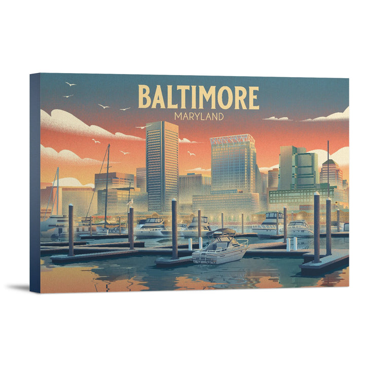 Baltimore, Maryland, City Litho Canvas Lantern Press 