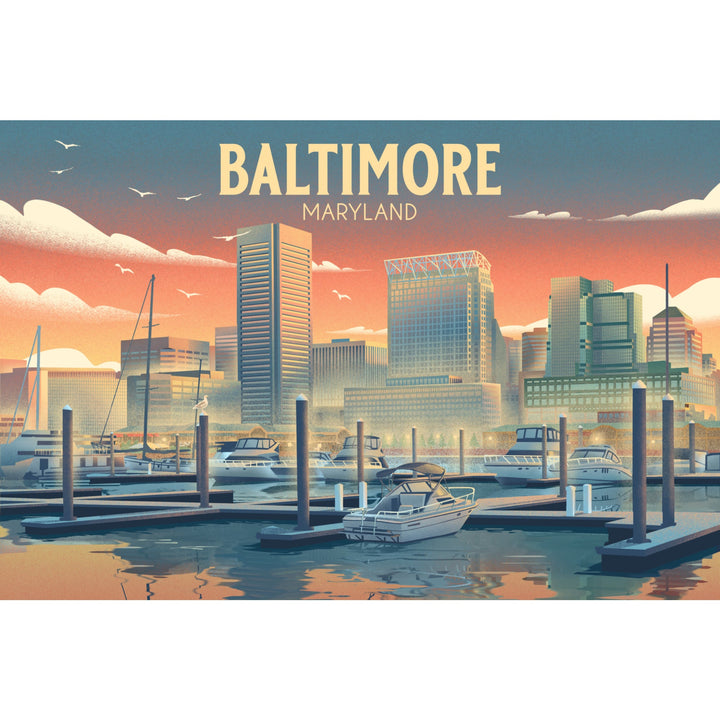 Baltimore, Maryland, City Litho Canvas Lantern Press 