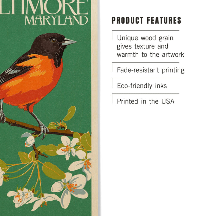 Baltimore, Maryland, Oriole Letterpress, Lantern Press Artwork, Wood Signs and Postcards Wood Lantern Press 