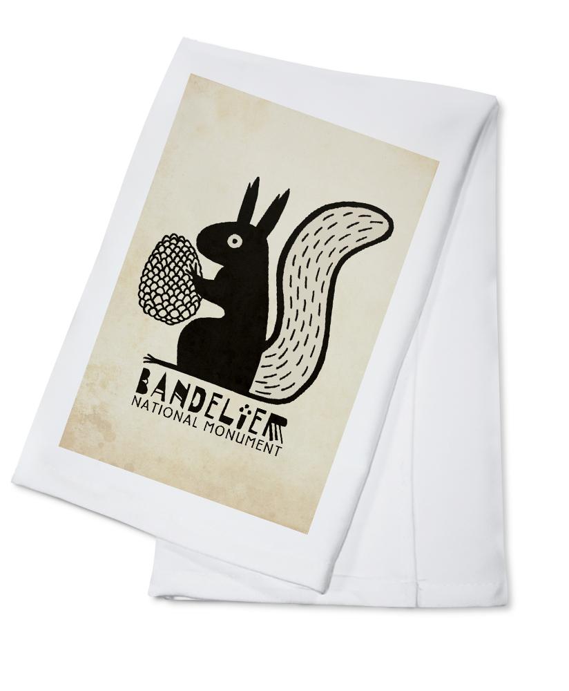 Bandelier National Monument, New Mexico, Abert Squirrel, Ancestral Pueblo Pottery Style, Contour, Lantern Press Artwork, Towels and Aprons Kitchen Lantern Press Cotton Towel 