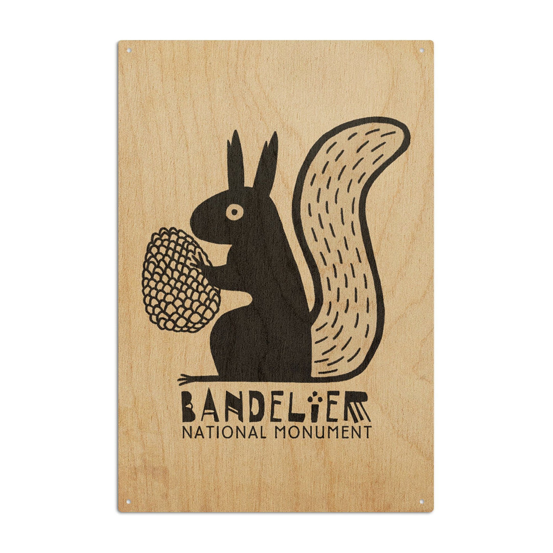 Bandelier National Monument, New Mexico, Abert Squirrel, Ancestral Pueblo Pottery Style, Contour, Lantern Press Artwork, Wood Signs and Postcards Wood Lantern Press 10 x 15 Wood Sign 