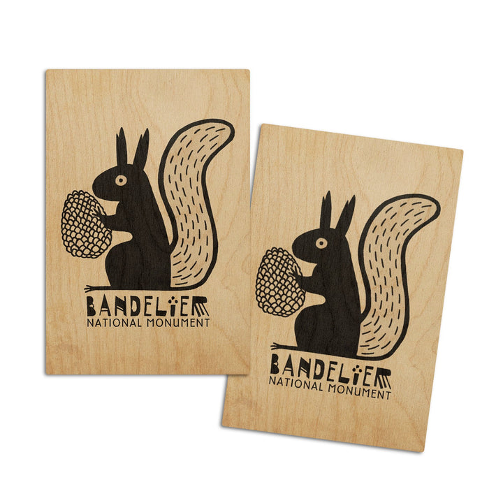 Bandelier National Monument, New Mexico, Abert Squirrel, Ancestral Pueblo Pottery Style, Contour, Lantern Press Artwork, Wood Signs and Postcards Wood Lantern Press 4x6 Wood Postcard Set 
