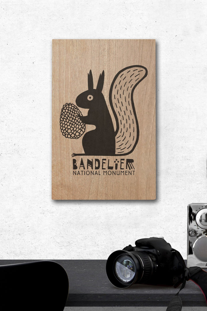 Bandelier National Monument, New Mexico, Abert Squirrel, Ancestral Pueblo Pottery Style, Contour, Lantern Press Artwork, Wood Signs and Postcards Wood Lantern Press 