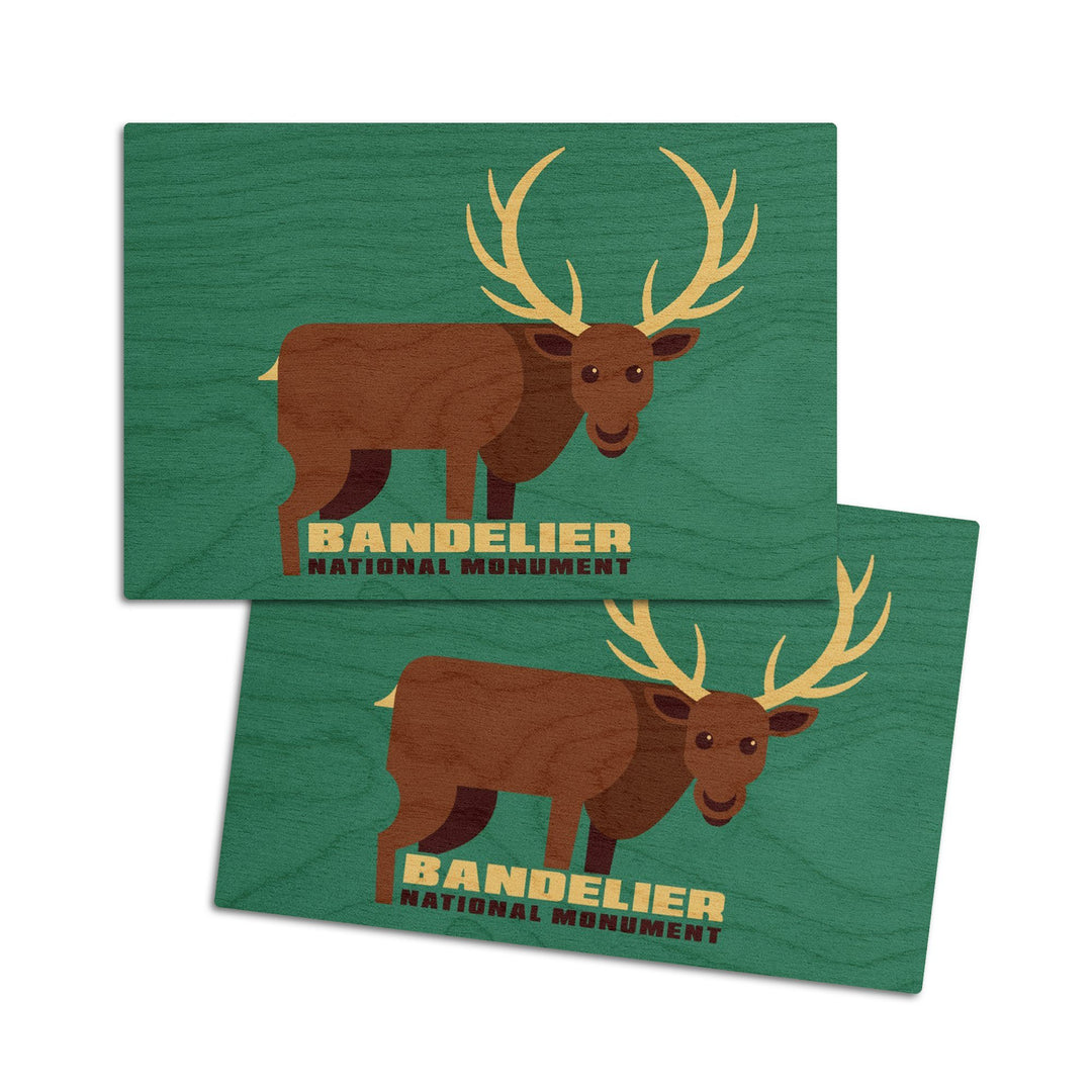 Bandelier National Monument, New Mexico, Elk, Geometric Animal, Contour, Lantern Press Artwork, Wood Signs and Postcards Wood Lantern Press 4x6 Wood Postcard Set 