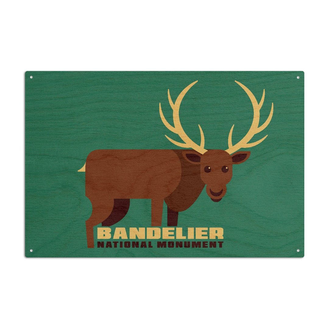 Bandelier National Monument, New Mexico, Elk, Geometric Animal, Contour, Lantern Press Artwork, Wood Signs and Postcards Wood Lantern Press 6x9 Wood Sign 