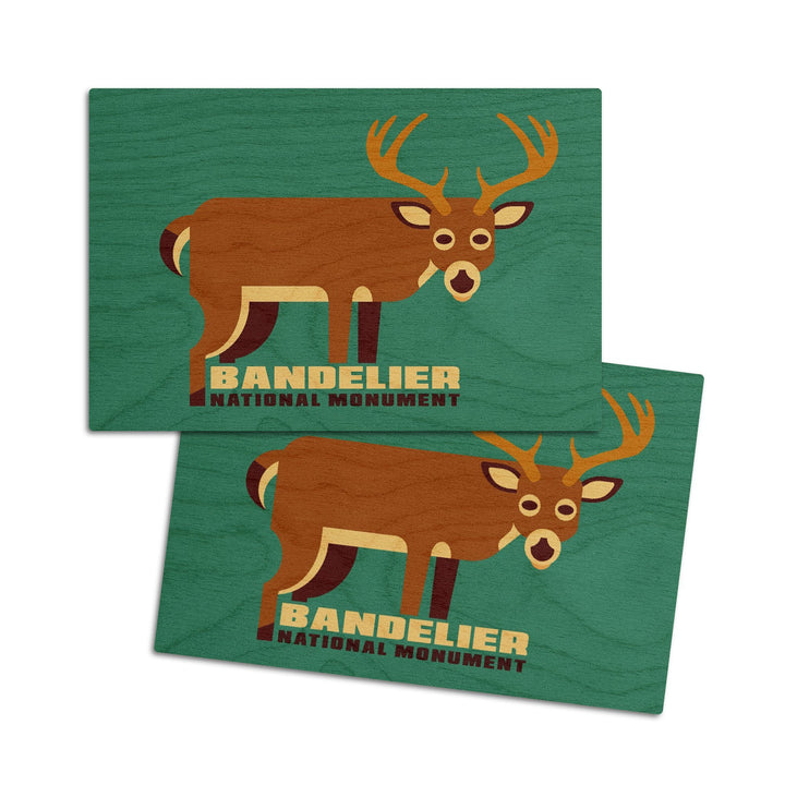 Bandelier National Monument, New Mexico, Mule Deer, Geometric Animal, Contour, Lantern Press Artwork, Wood Signs and Postcards Wood Lantern Press 4x6 Wood Postcard Set 