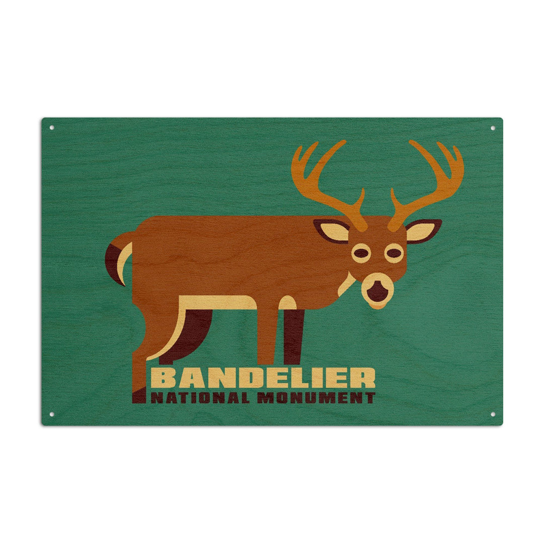 Bandelier National Monument, New Mexico, Mule Deer, Geometric Animal, Contour, Lantern Press Artwork, Wood Signs and Postcards Wood Lantern Press 