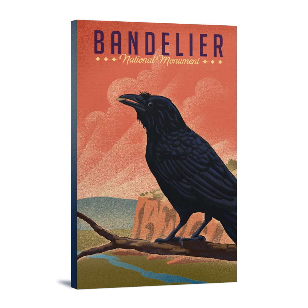 Bandelier National Monument, New Mexico, Raven, Litho, Lantern Press Artwork, Stretched Canvas Canvas Lantern Press 12x18 Stretched Canvas 