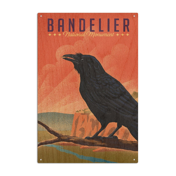 Bandelier National Monument, New Mexico, Raven, Litho, Lantern Press Artwork, Wood Signs and Postcards Wood Lantern Press 10 x 15 Wood Sign 