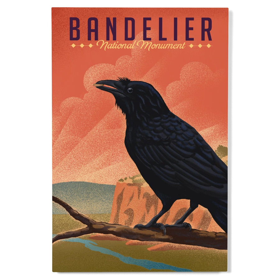 Bandelier National Monument, New Mexico, Raven, Litho, Lantern Press Artwork, Wood Signs and Postcards Wood Lantern Press 