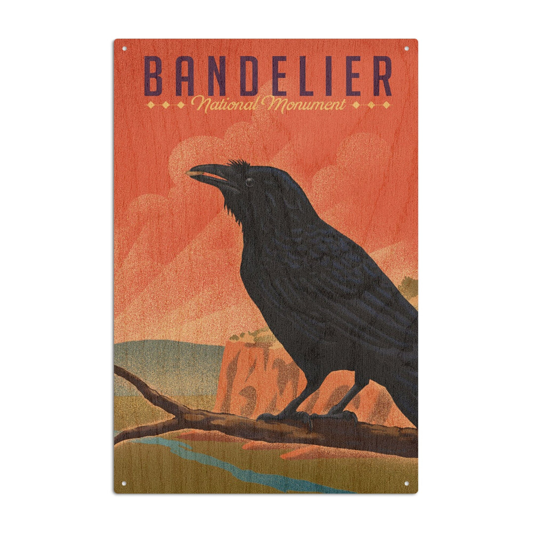 Bandelier National Monument, New Mexico, Raven, Litho, Lantern Press Artwork, Wood Signs and Postcards Wood Lantern Press 6x9 Wood Sign 