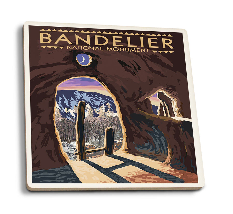 Bandelier National Monument, New Mexico, Twilight View, Lantern Press Artwork, Coaster Set Coasters Lantern Press 