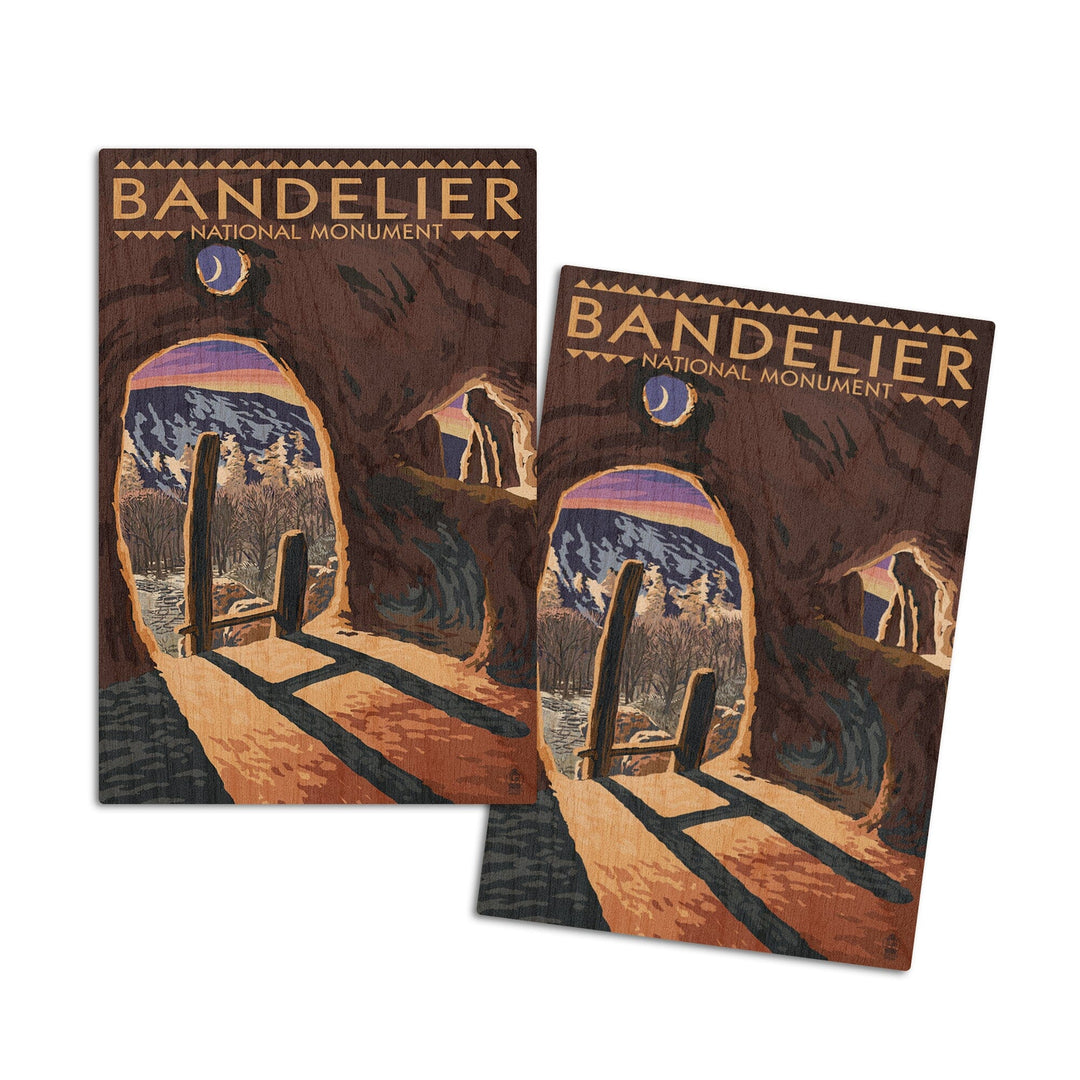 Bandelier National Monument, New Mexico, Twilight View, Lantern Press Artwork, Wood Signs and Postcards Wood Lantern Press 4x6 Wood Postcard Set 