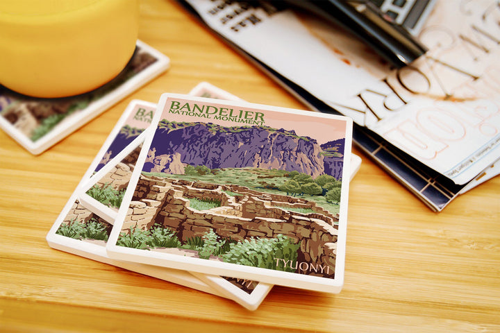 Bandelier National Monument, New Mexico, Tyuonyi, Lantern Press Artwork, Coaster Set Coasters Lantern Press 