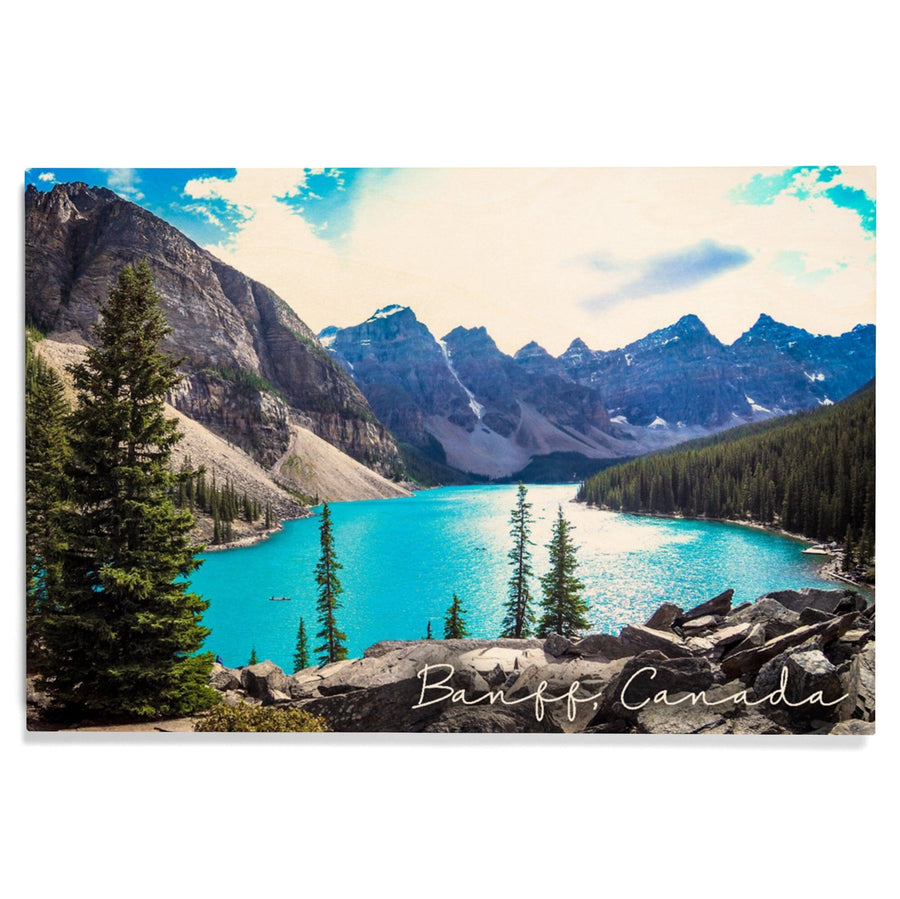 Banff, Canada, Moraine Lake, Elevated View, Photography, Wood Signs and Postcards Wood Lantern Press 