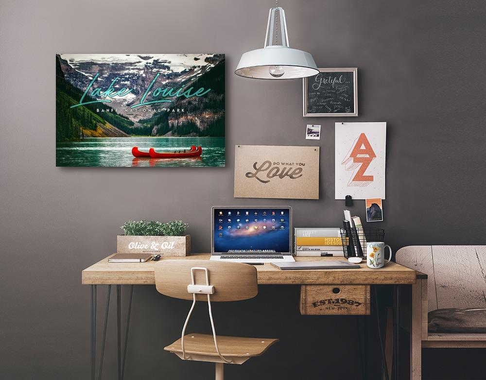 Banff National Park, Canada, Lake Louise, Big Type, Photography, Stretched Canvas Canvas Lantern Press 