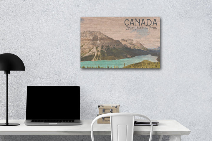 Banff National Park, Canada, Peyto Lake, Photography, Wood Signs and Postcards Wood Lantern Press 12 x 18 Wood Gallery Print 