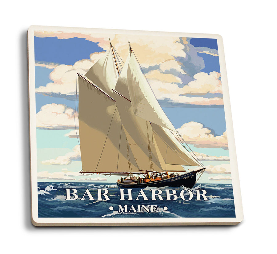 Bar Harbor, Maine, Bluenose II, Lantern Press Artwork, Coaster Set Coasters Lantern Press 