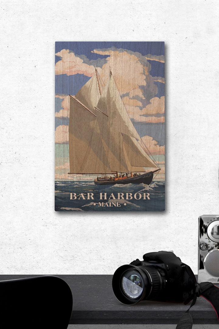 Bar Harbor, Maine, Bluenose II, Lantern Press Artwork, Wood Signs and Postcards Wood Lantern Press 12 x 18 Wood Gallery Print 