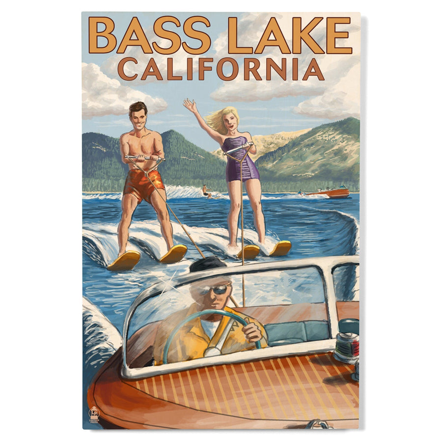 Bass Lake, California, Water Skiing, Lantern Press Artwork, Wood Signs and Postcards Wood Lantern Press 