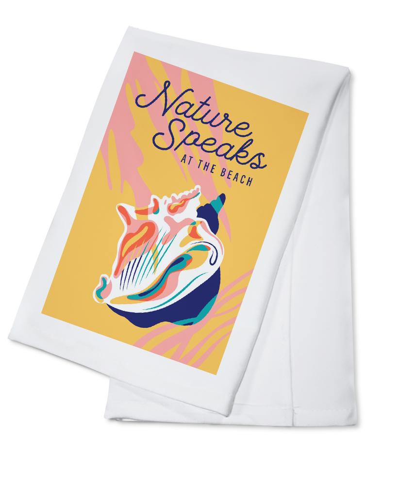 Beach Bliss Collection, Beach Shell, Nature Speaks at the Beach, Towels and Aprons Kitchen Lantern Press 