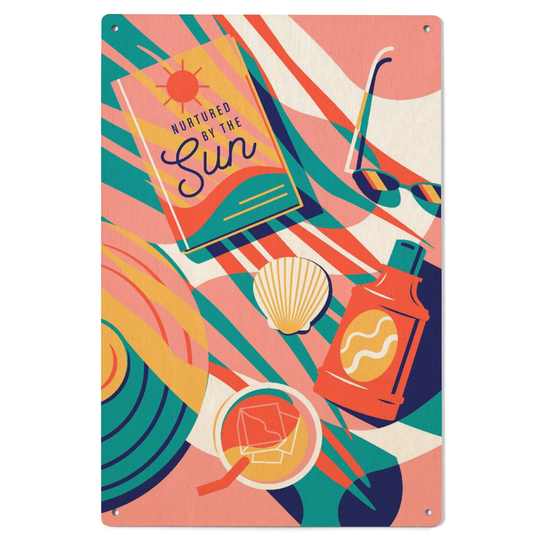 Beach Bliss Collection, Beach Towel, Nurtured By The Sun, Wood Signs and Postcards Wood Lantern Press 