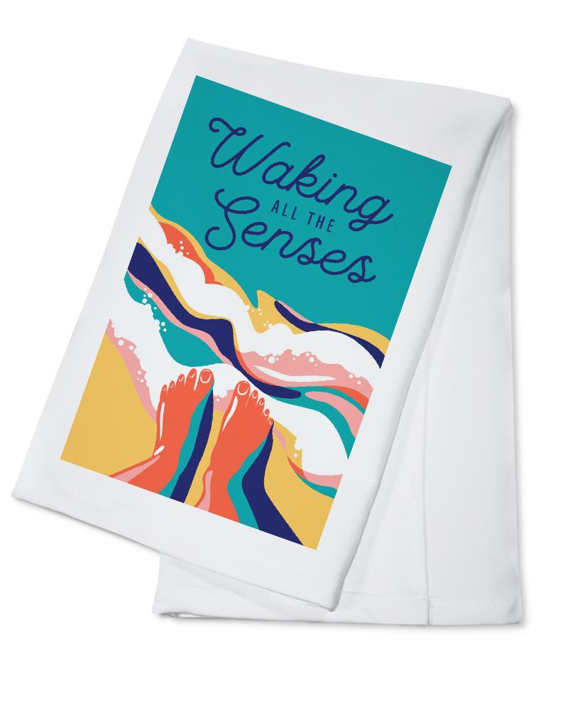 Beach Bliss Collection, Feet in Water, Waking All The Senses, Towels and Aprons Kitchen Lantern Press 