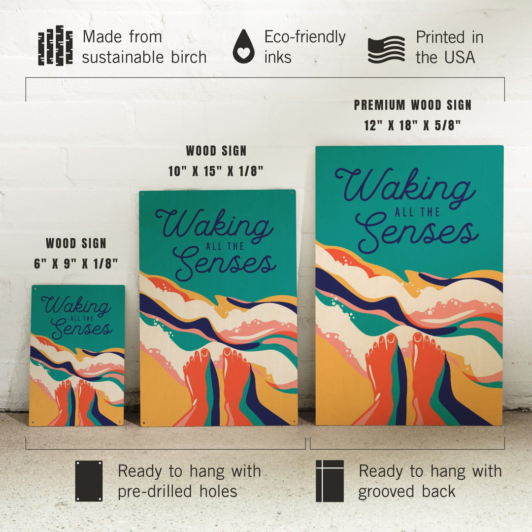 Beach Bliss Collection, Feet in Water, Waking All The Senses, Wood Signs and Postcards Wood Lantern Press 