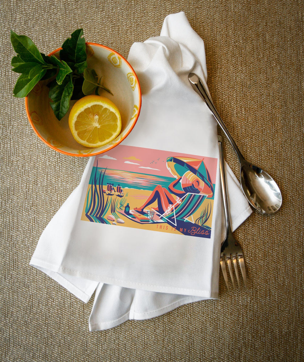 Beach Bliss Collection, Woman at the Beach, This Is My Bliss, Towels and Aprons Kitchen Lantern Press 